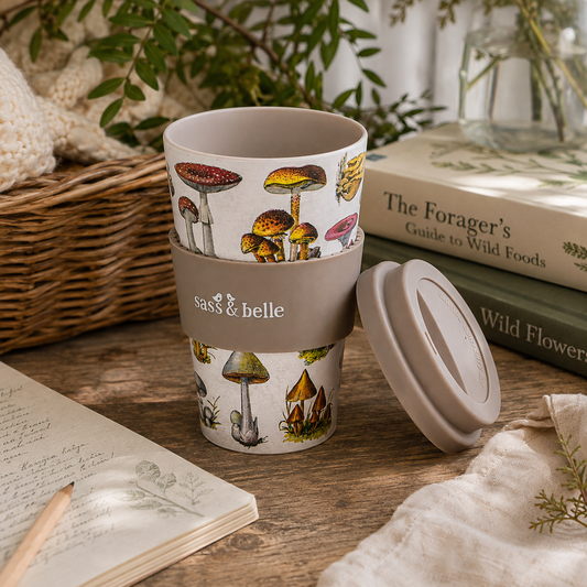 Mushroom Reusable Travel Cup | Cottagecore Eco Gift | Botanical Coffee Cup for Nature Lovers
