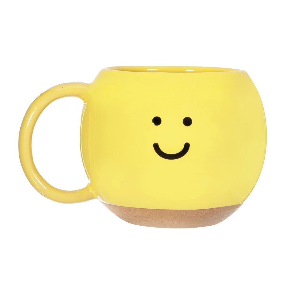 Yellow Smiley Mug – Cute Ceramic Coffee Cup | Dopamine Decor